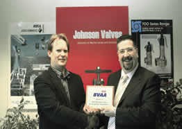 GJ Johnson: Johnson Valves MD Stuart Robertson receives his BVAA Member plaque from BVAA Director Rob Bartlett.